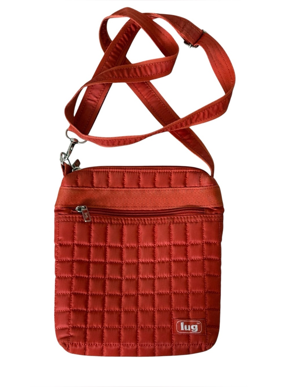 Lug Skipper Orange Quilted Crossover Purse Zippered Pocket Adjustable